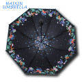 Compacto Vinilo Negro UPF&gt; 50 Anti-UV Travel Mini Sun Rain Umbrella para Mujeres Damas Niñas